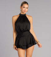 Glossy Moves Satin Halter Romper