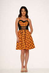 Orange Plaid Swing Dress