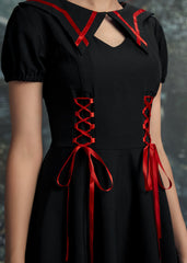 Black & Red Trim Gothic Swing Dress