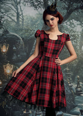 Red Plaid Swing Dress