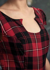Red Plaid Swing Dress