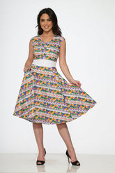 Purple Floral Swing Dress