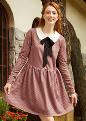 Couture Curtsy Long Sleeve Collar Dress