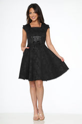 Black Brocade Gothic Swing Dress