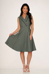Olive Stripe Swing Dress