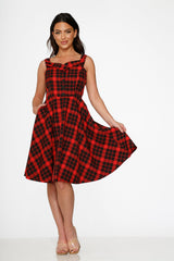Red Plaid Swing Dress