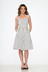 White & Black Polka Dot Halter Dress