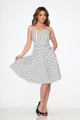 White & Black Polka Dot Halter Dress