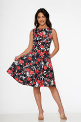 Navy Floral Swing Dress