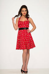 Red Violin Halter Swing Dress