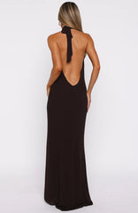 Always In Mode Halter Maxi Dress Chocolate