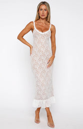 Stand For Something Lace Midi Dress White