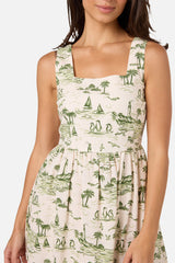 Seaside Toile Midi Dress