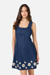 Daria Denim Daisy Embroidered Mini Dress