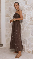 Tammy Maxi Dress - Chocolate Polka