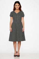 Dolly Dotty Swing Dress in Black