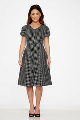 Dolly Dotty Swing Dress in Black