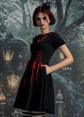 Black & Red Trim Gothic Swing Dress