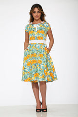 Yellow Floral Swing Dress