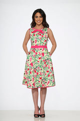 Yellow and Red Rose Swing Dress