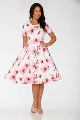 White Orchid Bloom Swing Dress