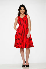 Red & Black Polka Dot Swing Dress