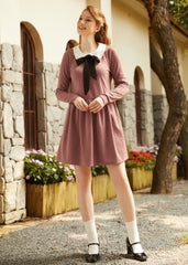 Couture Curtsy Long Sleeve Collar Dress