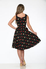 Black Red Lipstick Swing Dress
