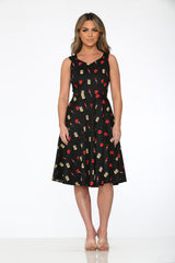 Black Red Lipstick Swing Dress