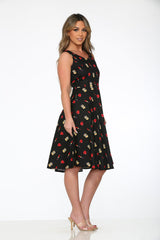 Black Red Lipstick Swing Dress