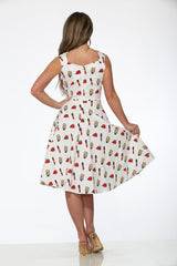 White Red Lipstick Swing Dress