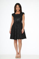 Black Brocade Gothic Swing Dress