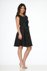 Black Brocade Gothic Swing Dress