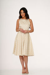 Beige & White Polka Dot Swing Dress