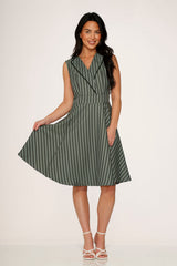 Olive Stripe Swing Dress