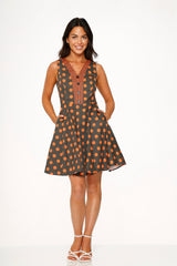 Orange Polka Dot Swing Mini Dress