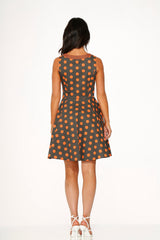 Orange Polka Dot Swing Mini Dress