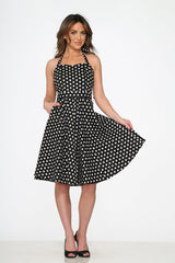 Black & White Polka Dot Halter Swing Dress