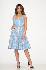 Light Blue & White Polka Dot Swing Dress