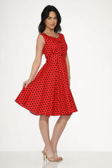 Red Black Polka Dot Swing Dress