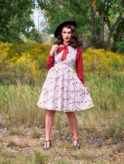 Butterfly Vintage Sleeveless Dress in Cream