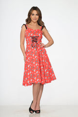 Red Skulls Swing Dress