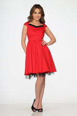 Red & Black Trim Swing Dress