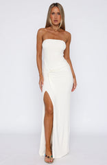 Deep In My Heart Strapless Maxi Dress White