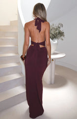 Say What You Feel Halter Maxi Dress Burgundy