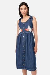 Strawberry Cat Embroidered Pinafore