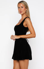 Midnight In Paris Velvet Mini Dress Black