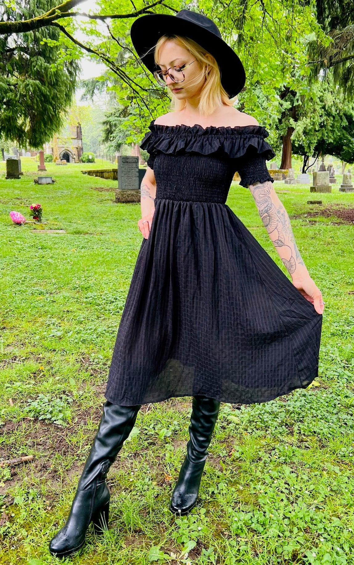 Hilda - Dark Plaid Cottage Dress